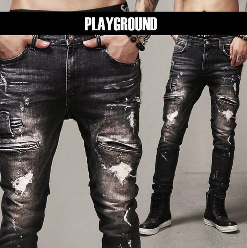 Men's vintage playground zipper jeans