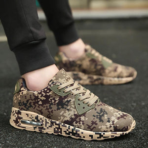 Digital camo & solid trainers