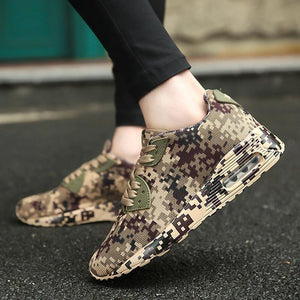 Digital camo & solid trainers