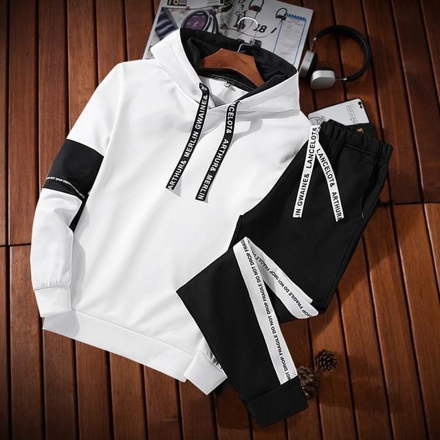 Patchwork street style hoodie sweatpants set High Street Beast