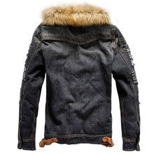 Load image into Gallery viewer, Vintage fur collar denim jacket