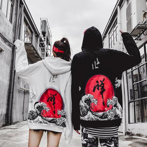 Rising waves Kanji hoodie