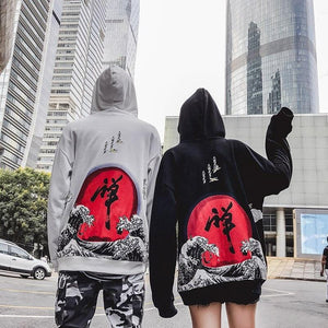 Rising waves Kanji hoodie