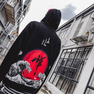 Rising waves Kanji hoodie