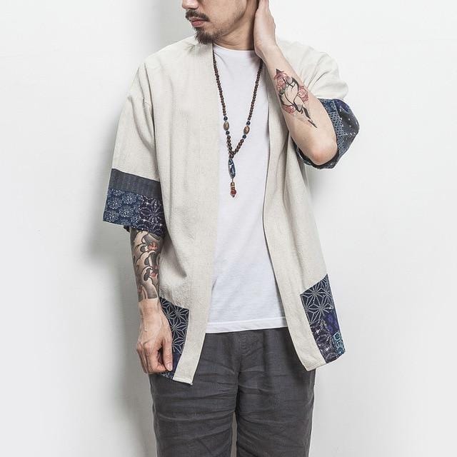 Japanese style linen kimono T-shirt