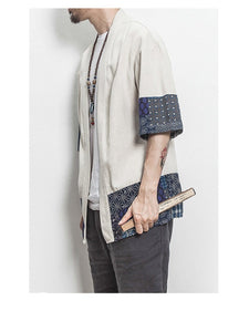 Japanese style linen kimono T-shirt