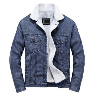 Fleece lining casual denim jacket