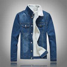 Load image into Gallery viewer, Denim slim fit fleece lined jacket
