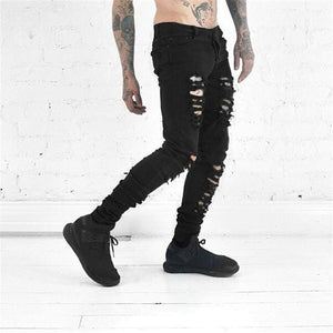 Distressed skinny ripped jeans