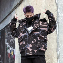 Load image into Gallery viewer, Large hood reflector camo jacket