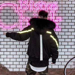 Large hood reflector camo jacket