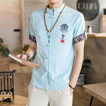 Load image into Gallery viewer, Traditional Chinese button down half sleeve shirt