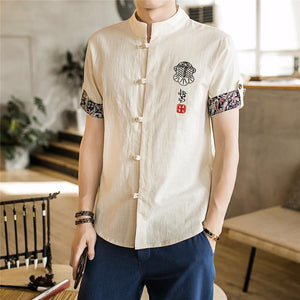 Traditional Chinese button down half sleeve shirt