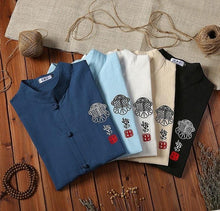 Load image into Gallery viewer, Traditional Chinese button down half sleeve shirt