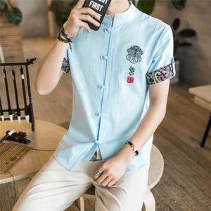 Traditional Chinese button down half sleeve shirt