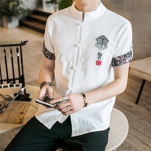 Traditional Chinese button down half sleeve shirt