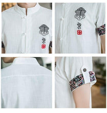 Load image into Gallery viewer, Traditional Chinese button down half sleeve shirt