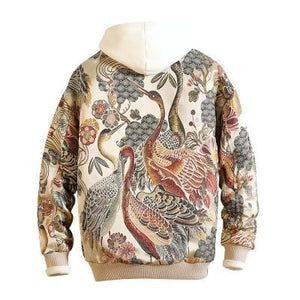 Japanese ancient crane embroidery jacket