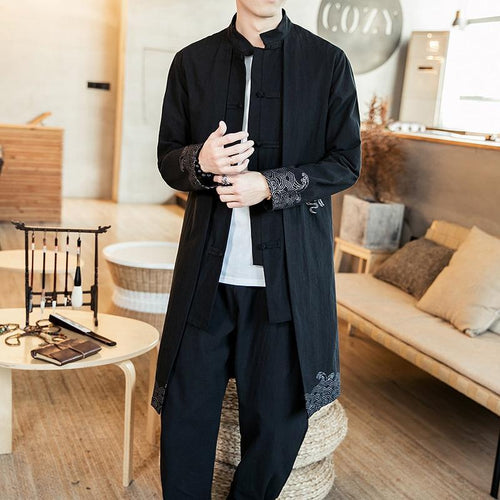 Irregular long Chinese style jacket