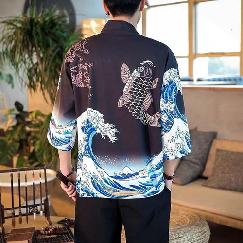 Japanese carp wave kimono